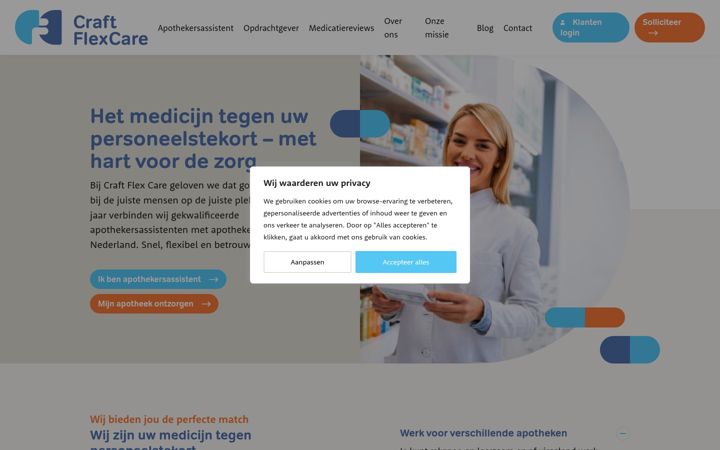 Screenshot of craftflexcare.nl