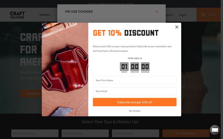 Screenshot of craftholsters.com