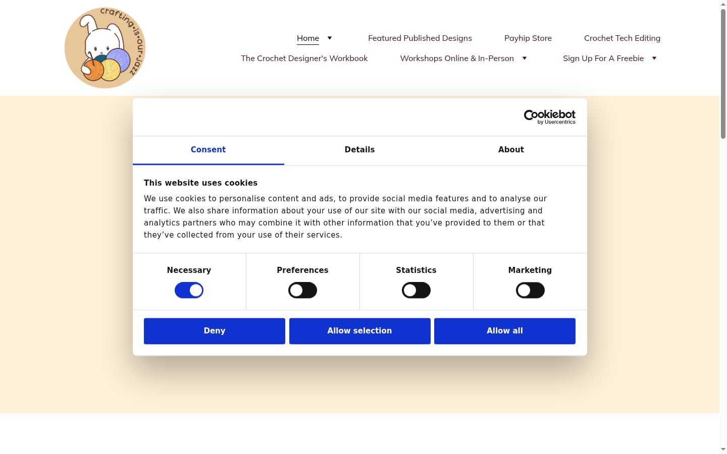 Screenshot del banner di consenso mostrato prima di qualsiasi interazione