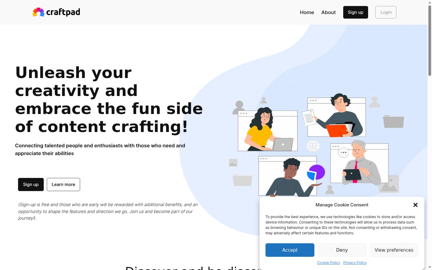 Screenshot of the consent banner shown before any interaction