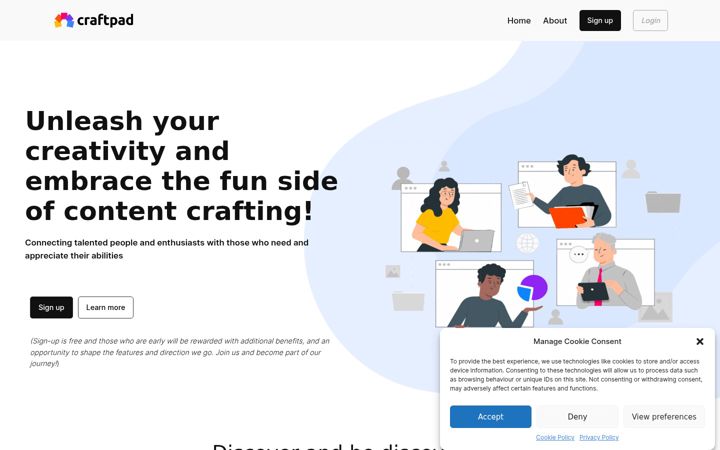 Screenshot of craftpad.io