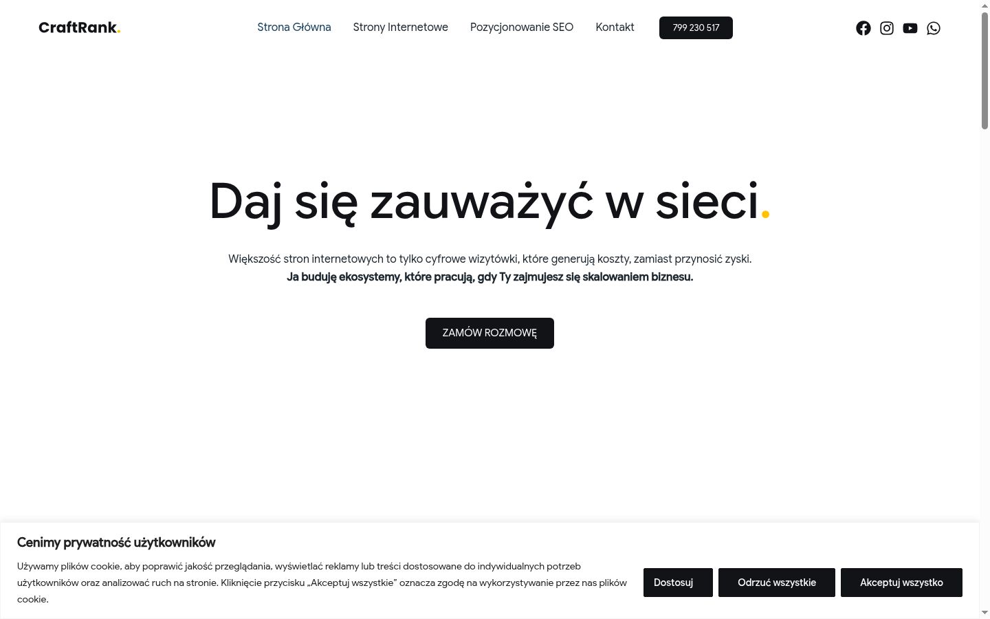 Zrzut ekranu banera zgody wyświetlanego przed jakąkolwiek interakcją