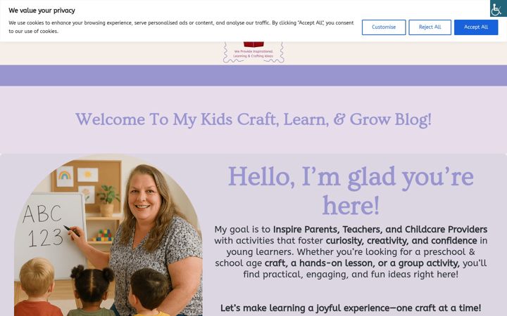 Screenshot of craftskidsinspirations.com