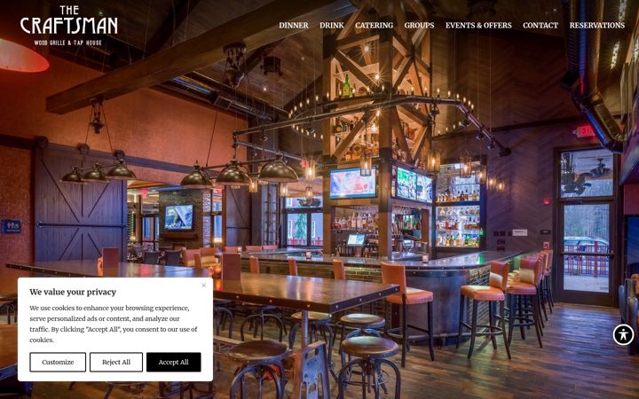 Screenshot of craftsmanwoodgrilletaphouse.com