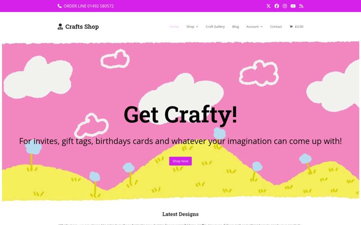 Screenshot stránky craftsshop.co.uk