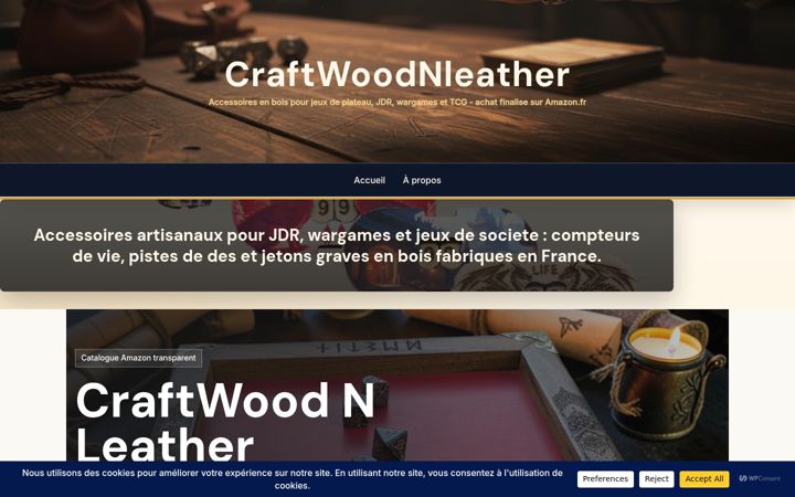 Screenshot of craftwoodnleather.fr