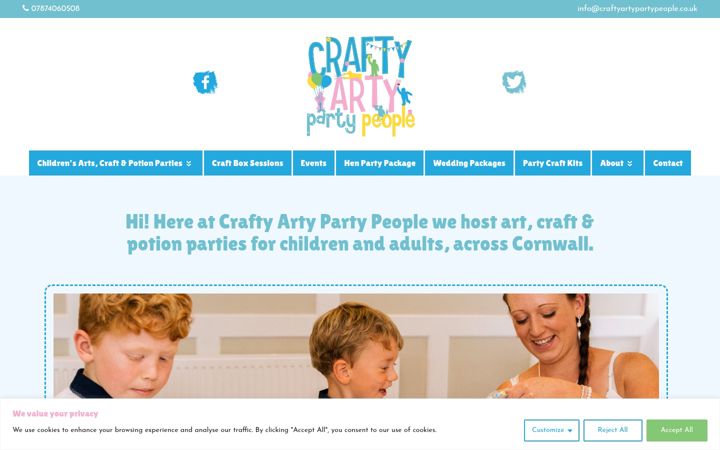 Screenshot stránky craftyartypartypeople.co.uk