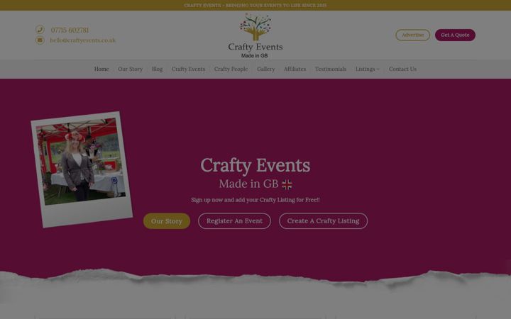 Screenshot of craftyevents.co.uk
