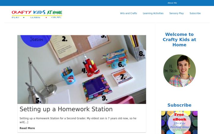 Screenshot of craftykidsathome.com