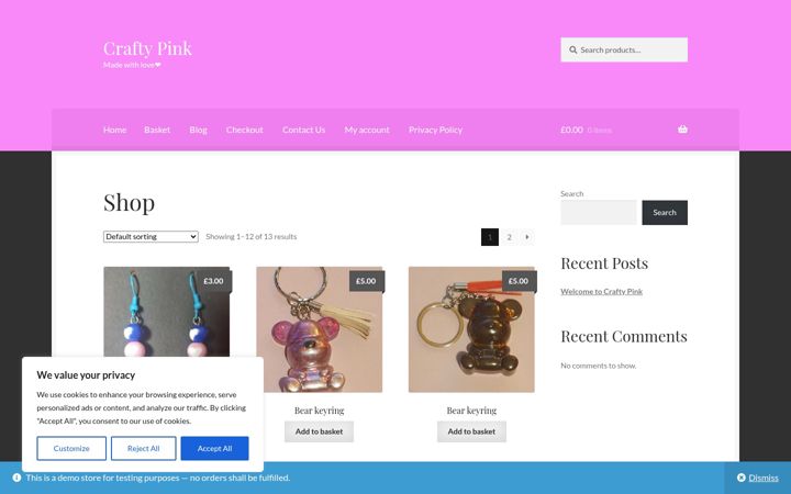 Screenshot of craftypink.co.uk