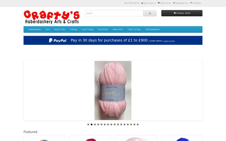 Screenshot of craftys.uk