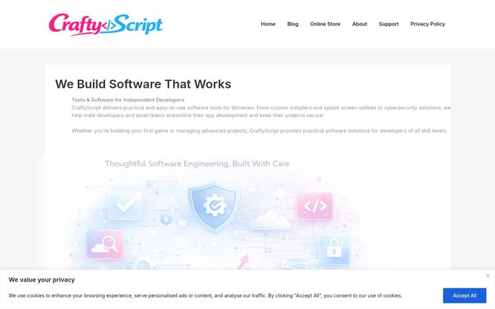 Screenshot of craftyscript.com
