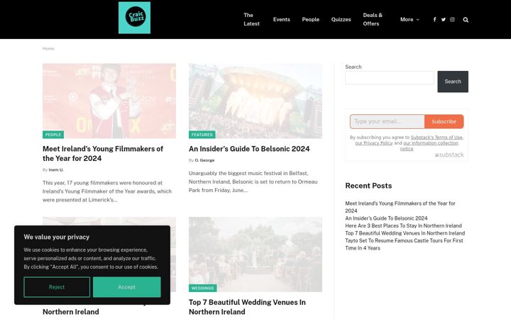 Screenshot of craicbuzz.com