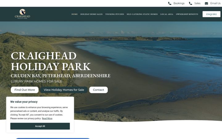 Screenshot of craigheadholidaypark.co.uk