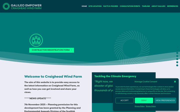 Screenshot of craigheadwindfarm.co.uk