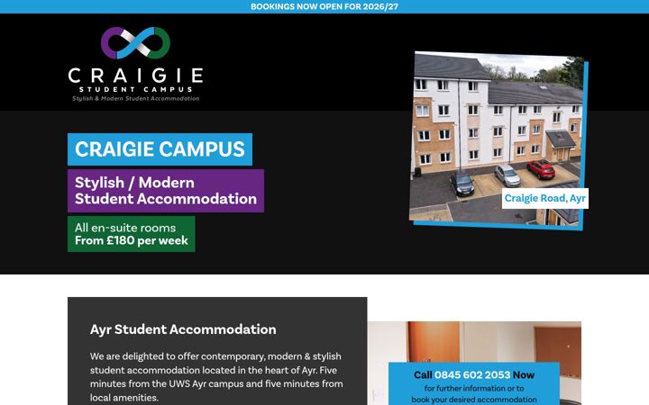 Screenshot of craigiestudentcampus.co.uk