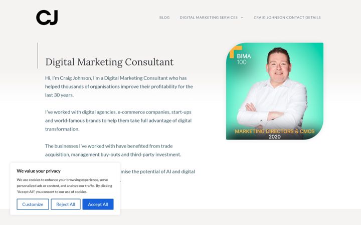 Screenshot of craigjohnson.co.uk