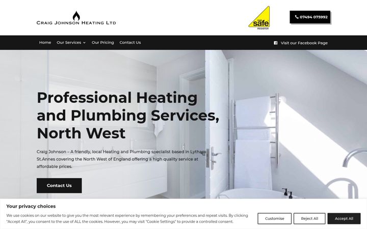 Screenshot of craigjohnsonheating.co.uk