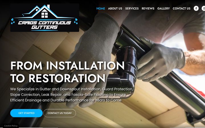 Screenshot of craigscontinuousgutter.com