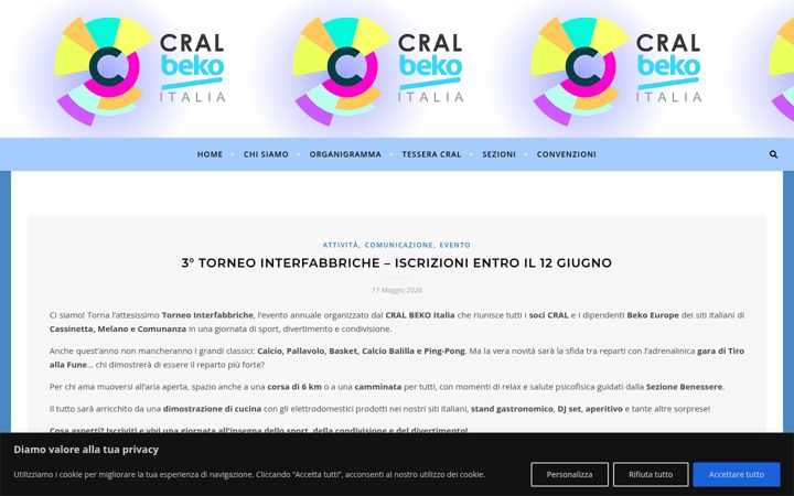 Captura de pantalla de cralbekoitalia.it