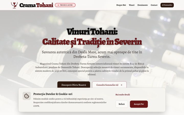 Screenshot of crama-tohani.ro