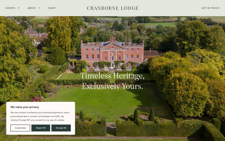 Screenshot of cranbornelodge.com