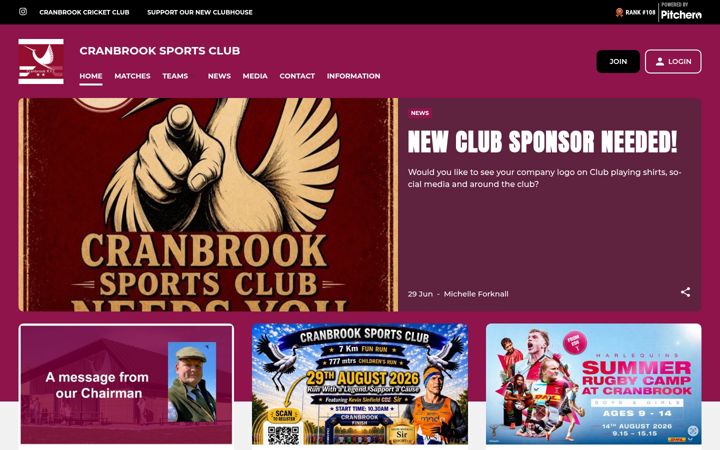Screenshot of cranbrookrugby.com