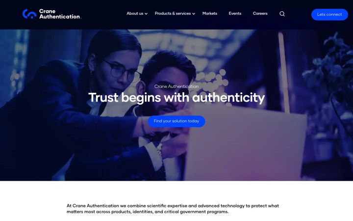 Snimka zaslona za craneauthentication.com