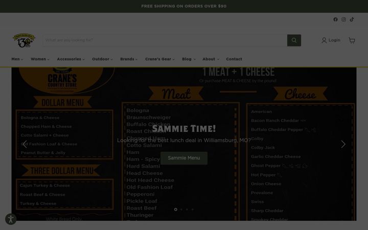 Screenshot of cranes-country-store.com