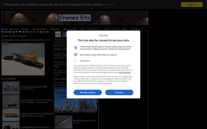 Screenshot of cranesetc.co.uk