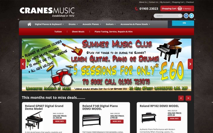 Screenshot of cranesmusic.com