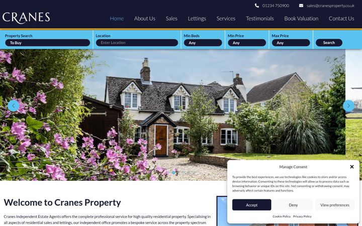 Screenshot of cranesproperty.co.uk