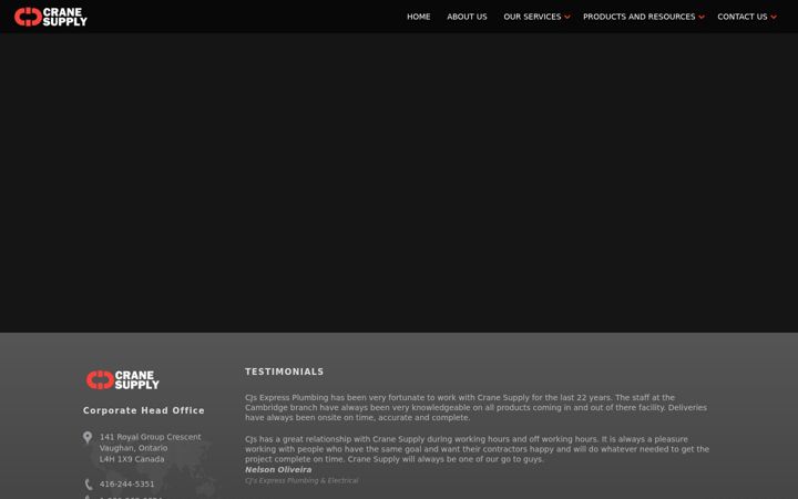 Screenshot of cranesupply.com