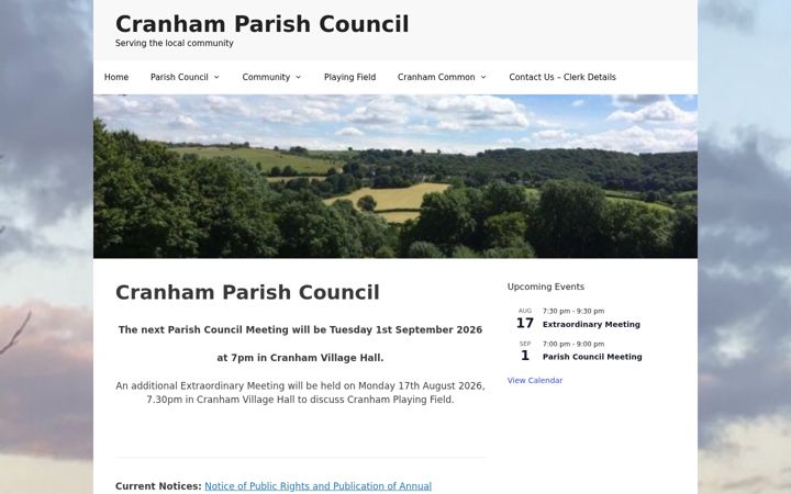 Screenshot of cranhamparishcouncil.gov.uk