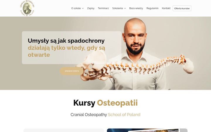Kuvakaappaus sivustosta cranialschool.pl