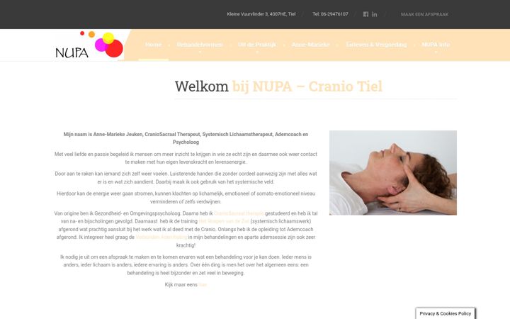 Ekrānuzņēmums no cranio-tiel.nl