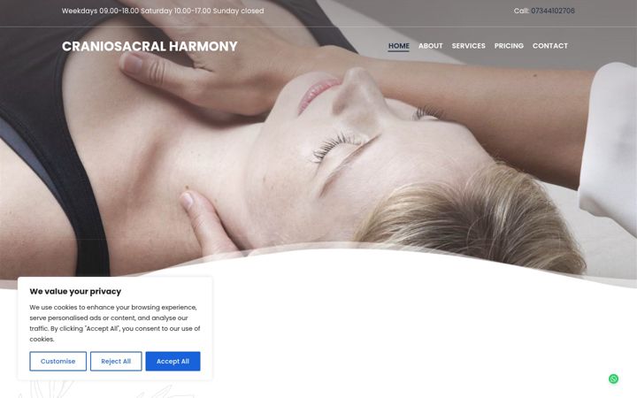 Zrzut ekranu craniosacralharmony.co.uk