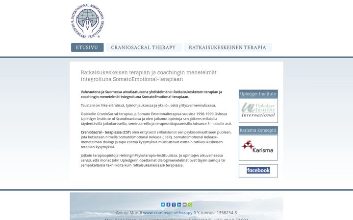 Screenshot of craniosacraltherapy.fi