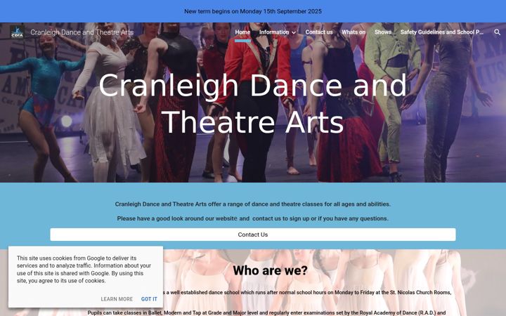 Screenshot of cranleighdance.co.uk