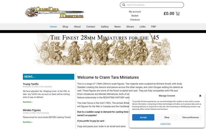 Screenshot of cranntaraminiatures.co.uk