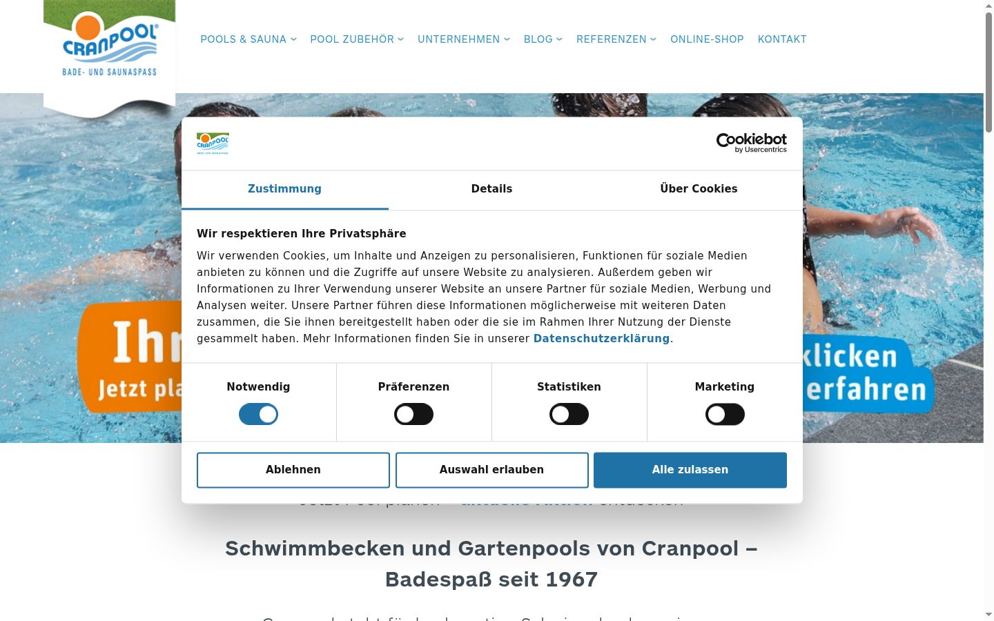 Screenshot of the consent banner shown before any interaction