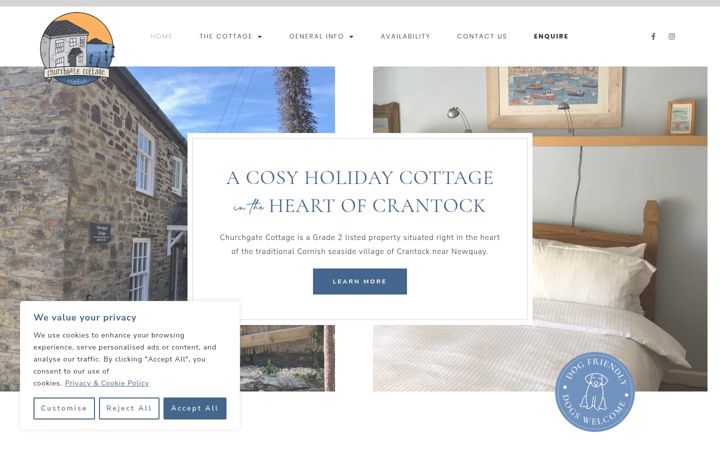 Snímek obrazovky crantockcottages.co.uk