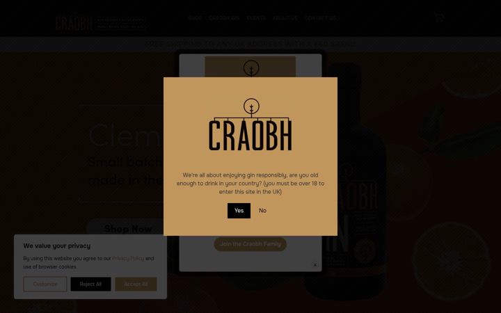 Screenshot of craobhgin.co.uk