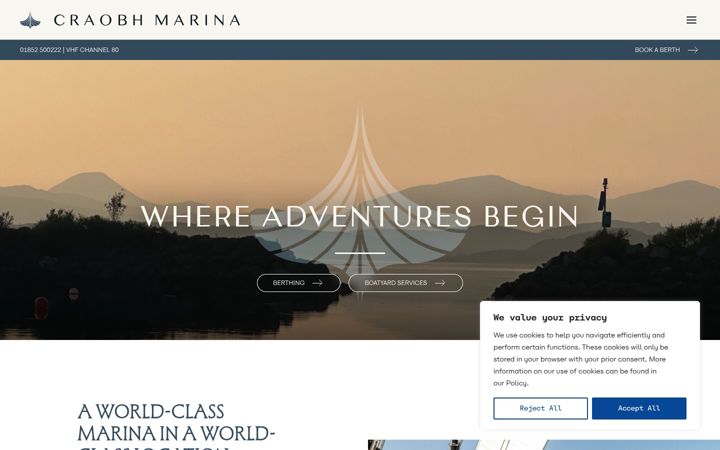 Screenshot of craobhmarina.co.uk