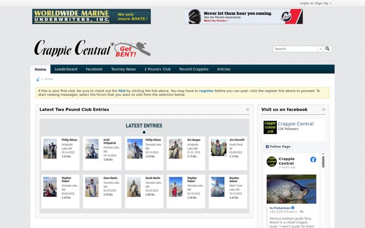 Screenshot of crappiecentral.com