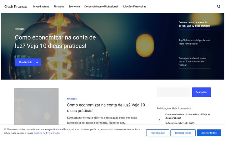 Screenshot of crashfinancas.com.br
