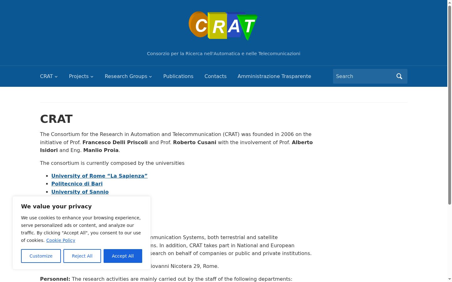 Screenshot del banner di consenso mostrato prima di qualsiasi interazione