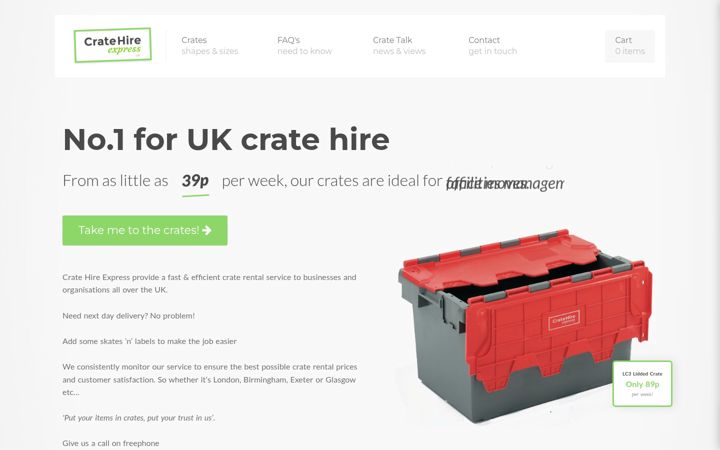 Screenshot of cratehireexpress.co.uk