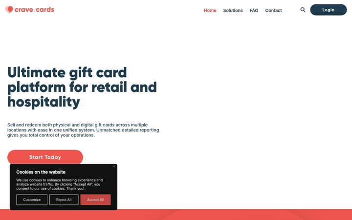 Screenshot of crave.cards