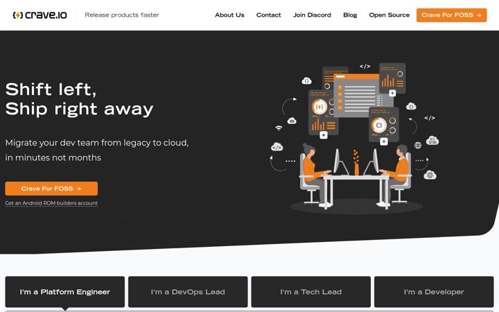 Screenshot von crave.io